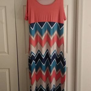 Blue and orange maxi sun dress